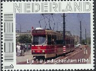 personalised stamp of The Netherlands with trains, trams, stations etc